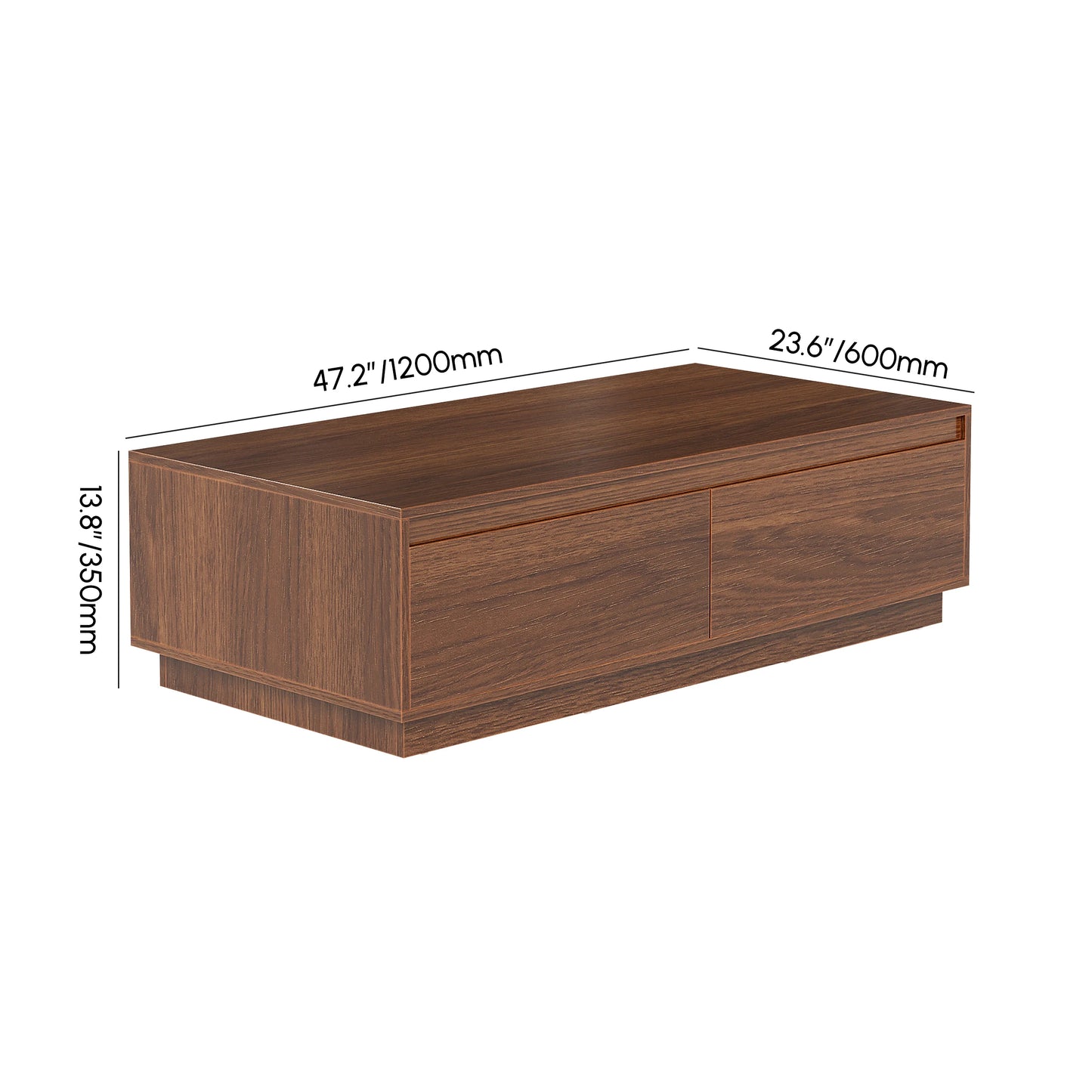 Mid Century Rectangular Walnut Block Coffee Table