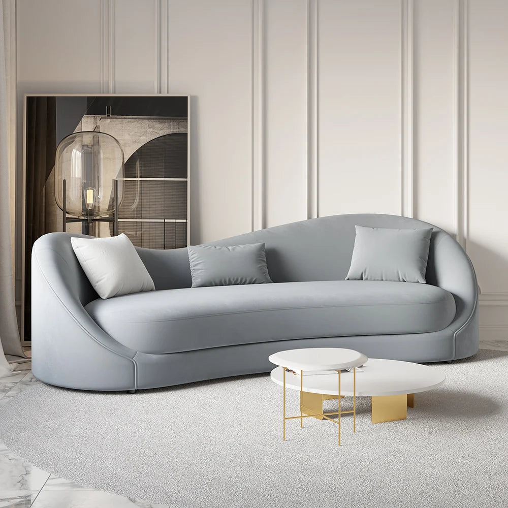 Velvet Upholstered Sofa Luxury Gray