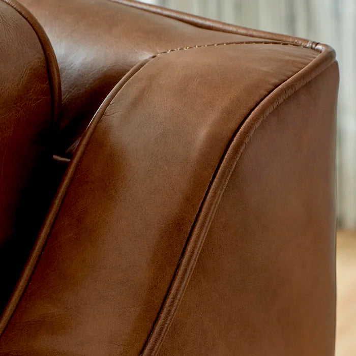 Ashtabula Genuine Leather Square Arm Accent Chair