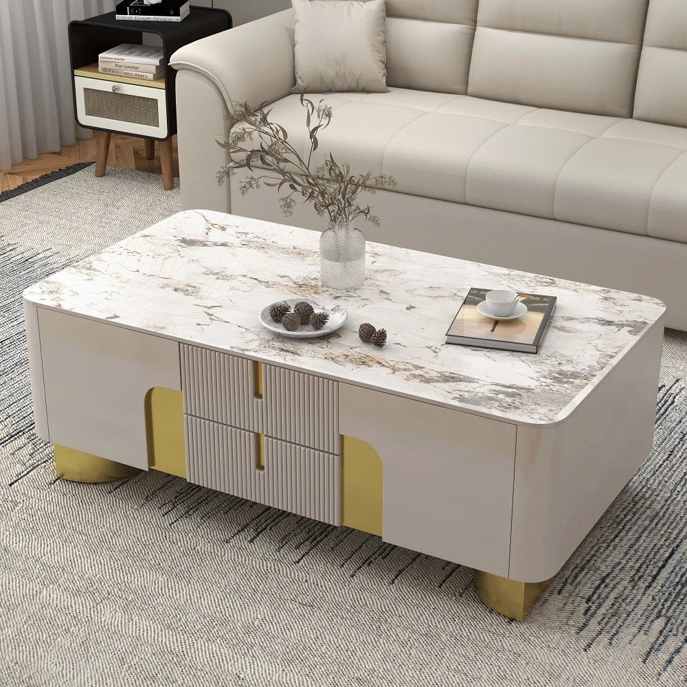 Artus Modern Beige Rectangle Large Coffee Table