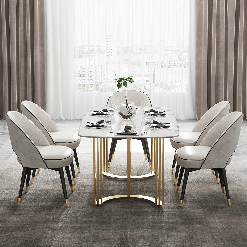 Modern Style Rectangle Faux Marble Dining Table