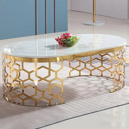 Currs Glam Oval Coffee Table Marble Top