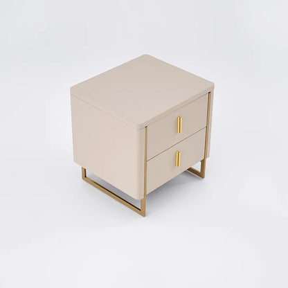 Modern Beige Nightstand 2-Drawer