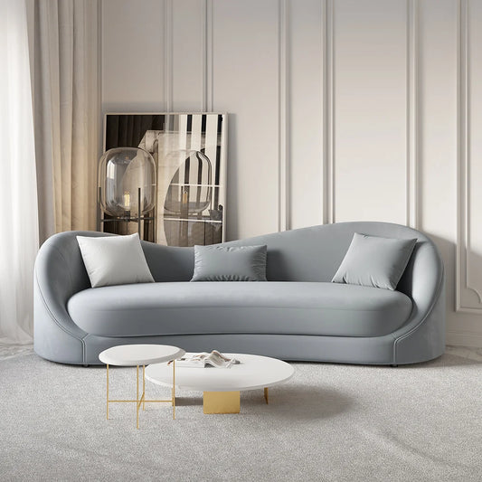 Velvet Upholstered Sofa Luxury Gray