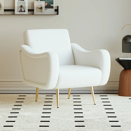 Modern White Boucle Accent chair