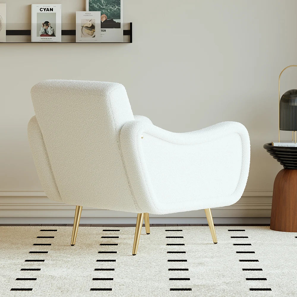 Modern White Boucle Accent chair