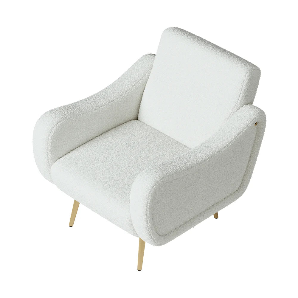 Modern White Boucle Accent chair