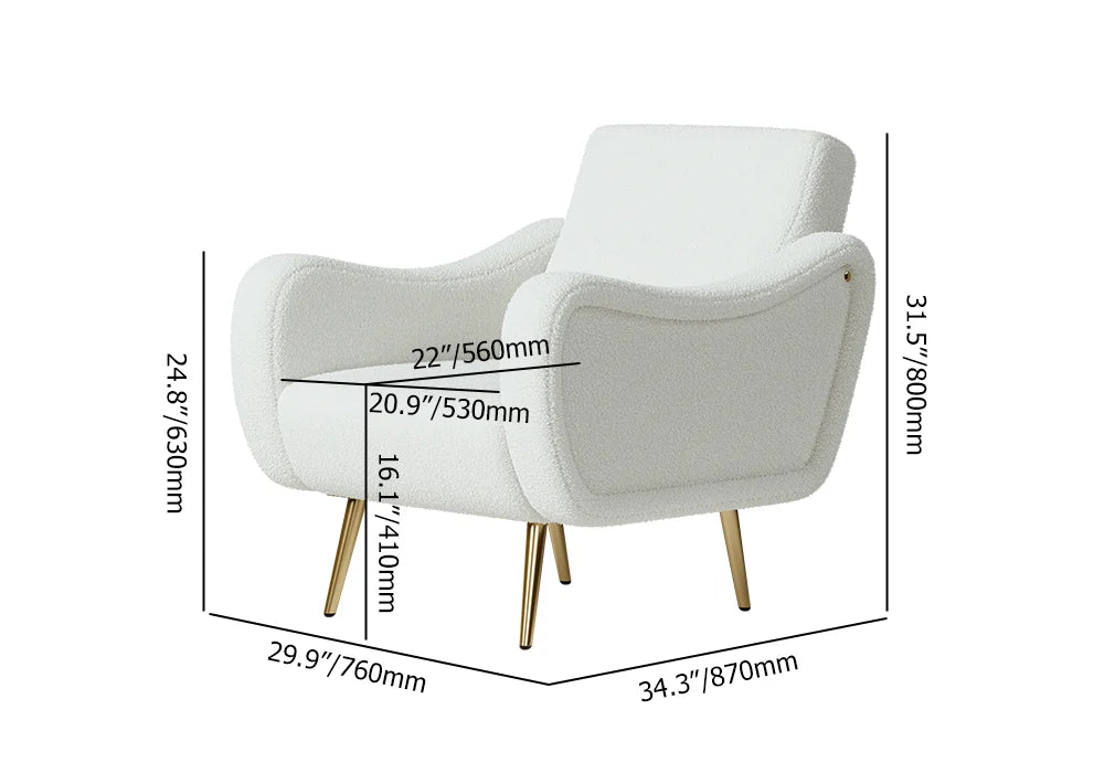 Modern White Boucle Accent chair