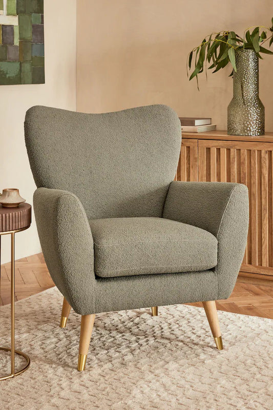 Casual Boucle Sage Green Wilson II Highback Armchair