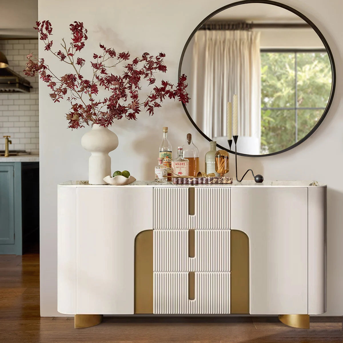 Artus Modern White Sintered Stone Sideboard