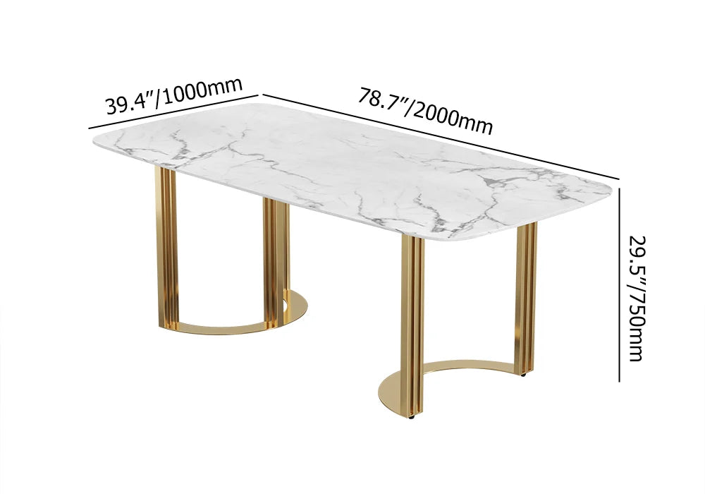 Modern Style Rectangle Faux Marble Dining Table