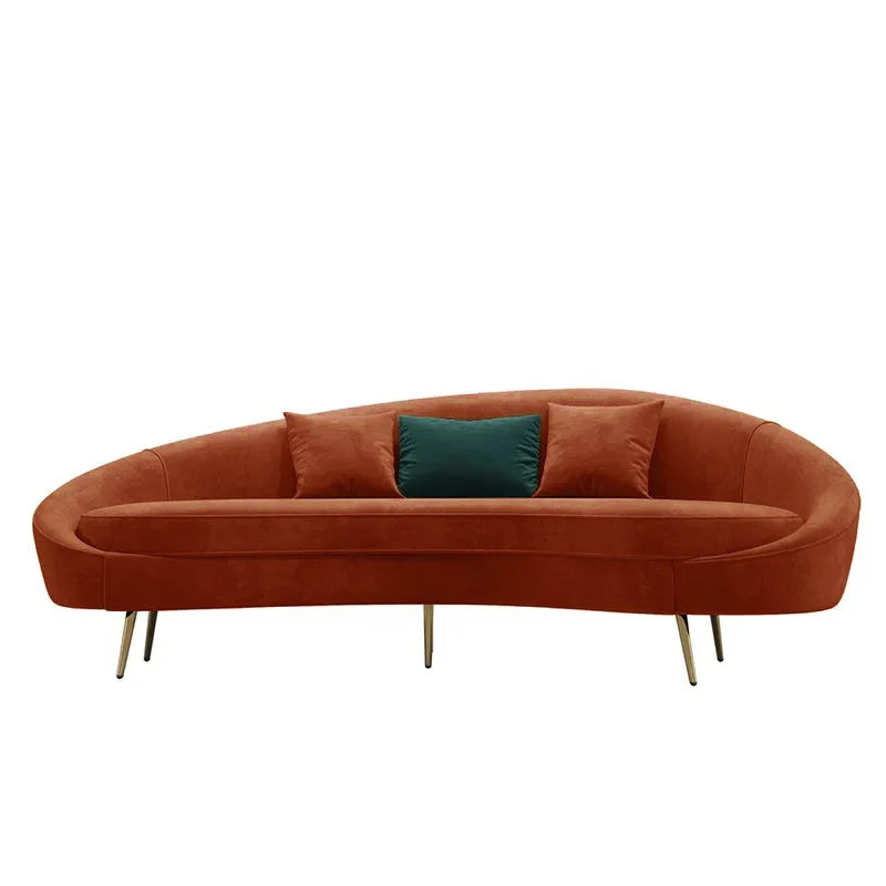 Bronze Velvet Curved Sofa 3-Seater Sofa