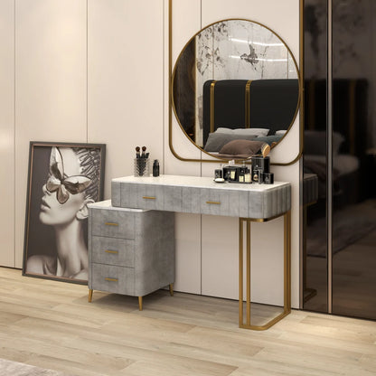 Modern Velvet Upholstered Makeup Vanity  Dressing Table