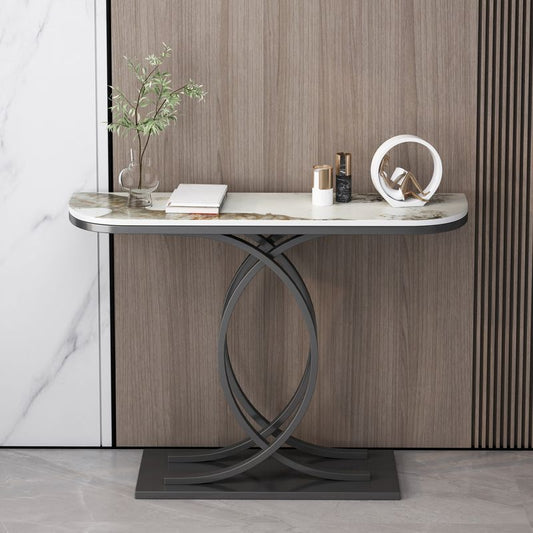 Glam Half Moon Console Table