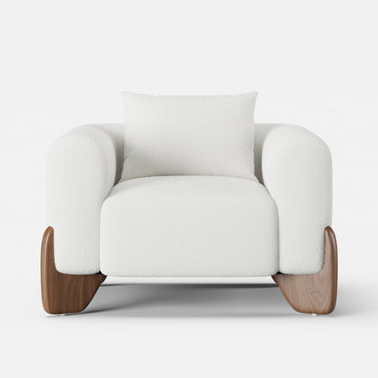 Curva White Boucle Accent Chair