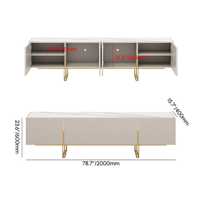 Sintered Stone Top Fluted TV Stand with Storage