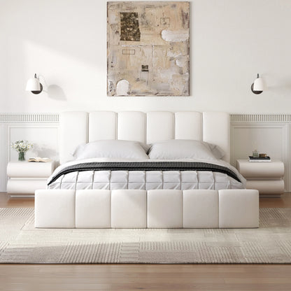 Humply White Leather King Bed