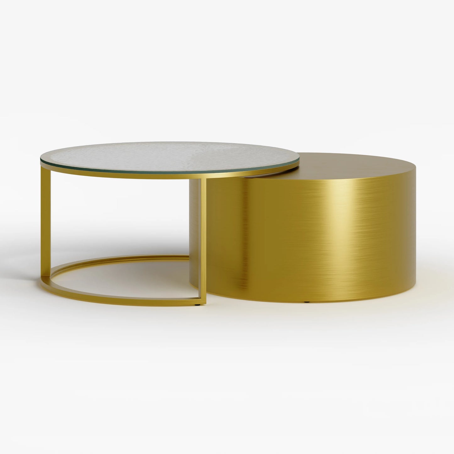 Gold Round Glass Top Nesting Coffee Table