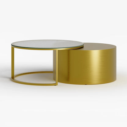 Gold Round Glass Top Nesting Coffee Table