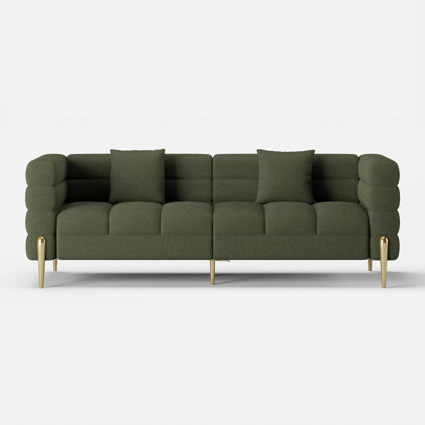 Aurora  Boucle Fluted Sofa with Gold Legs