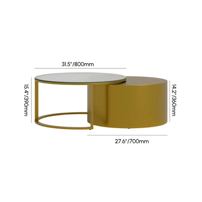 Gold Round Glass Top Nesting Coffee Table