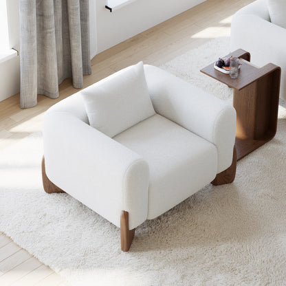 Curva White Boucle Accent Chair