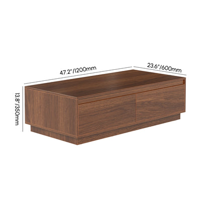 Mid Century Rectangular Walnut Block Coffee Table