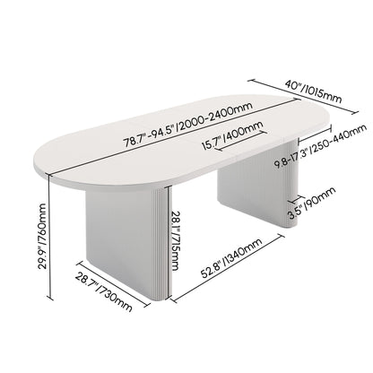 Japandi Oval Extendable Dining Table White Seats 6-10 People