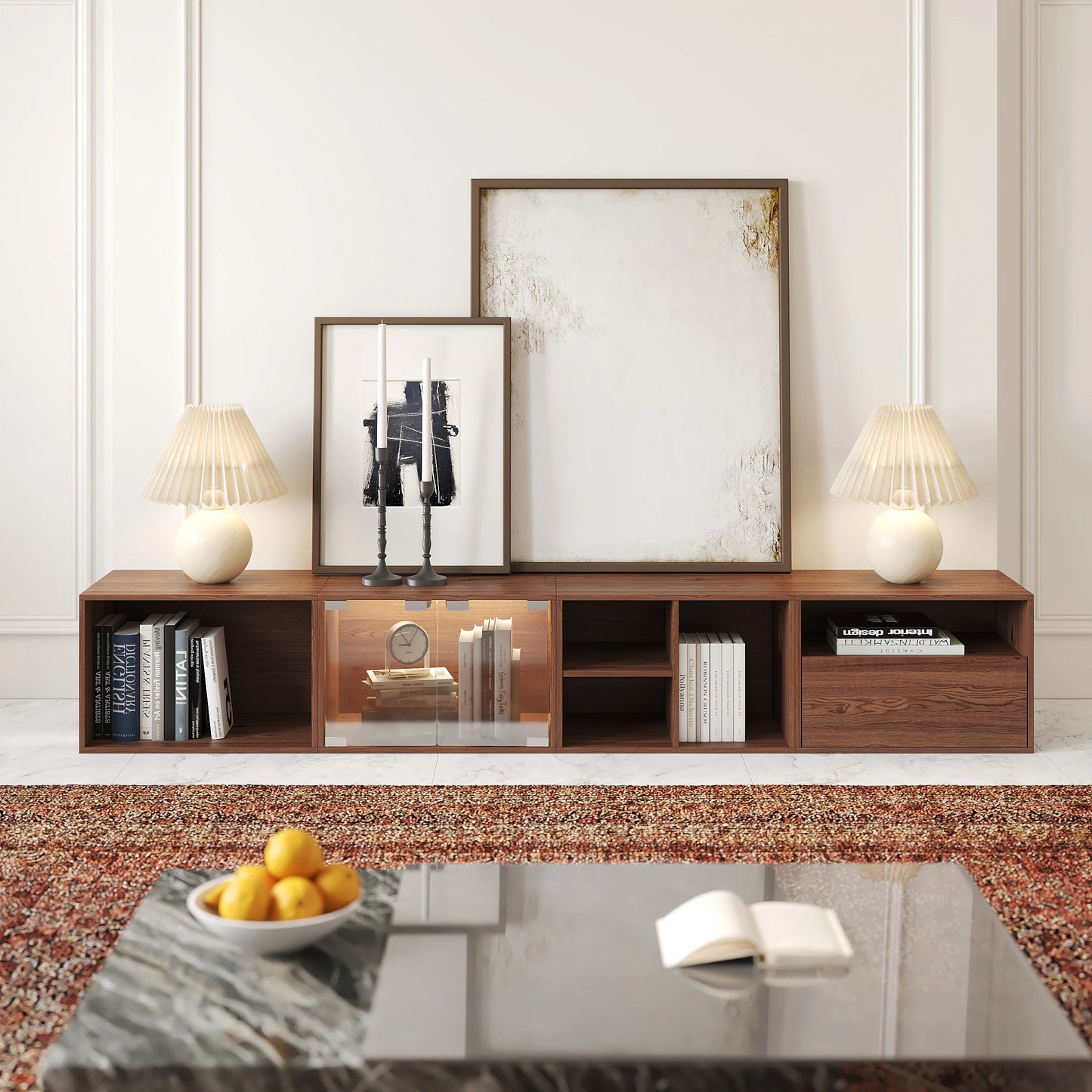 Walnut Modular TV Stand with Storage