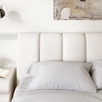 Humply White Leather King Bed