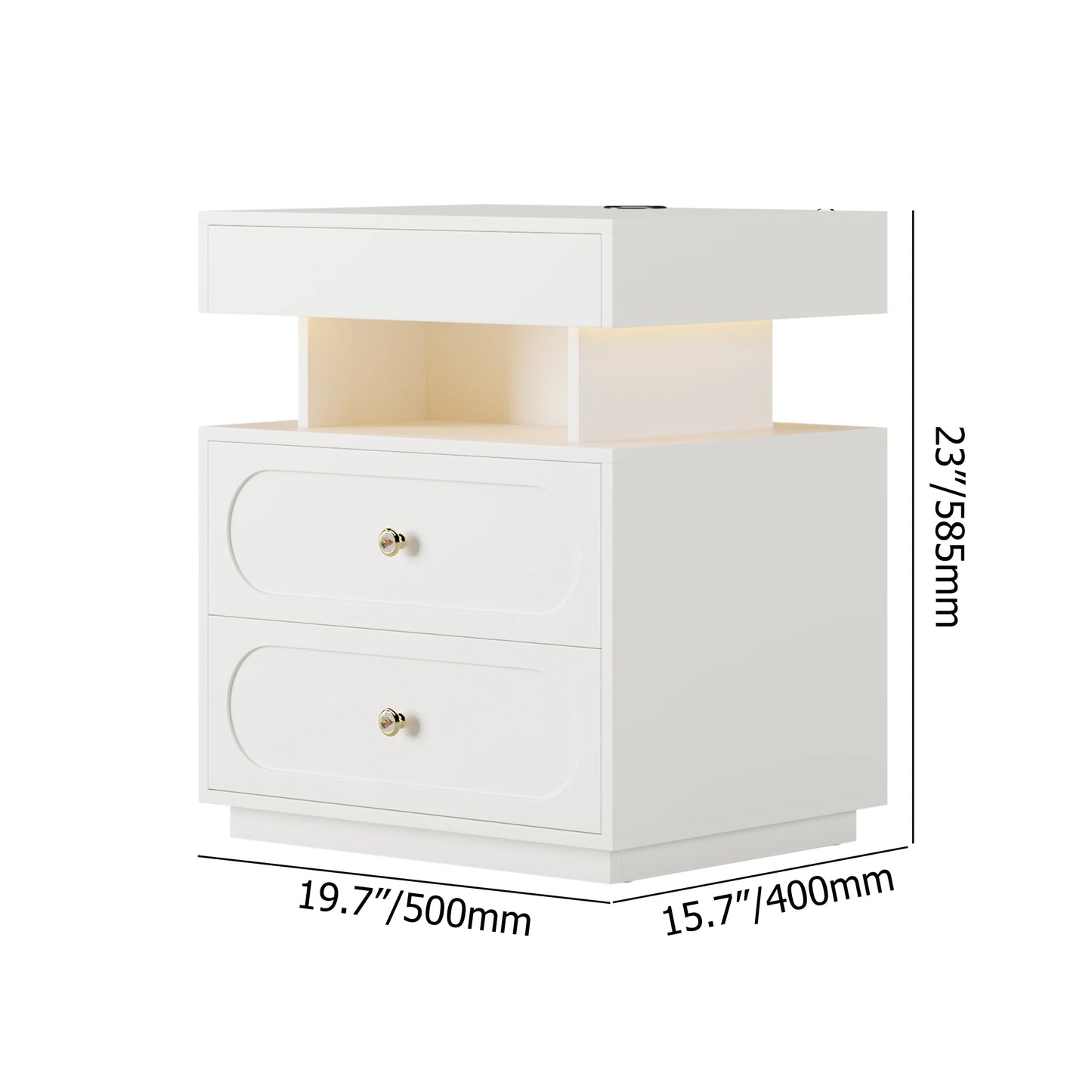 Floating 3-Drawer LED Smart Nightstand with Light