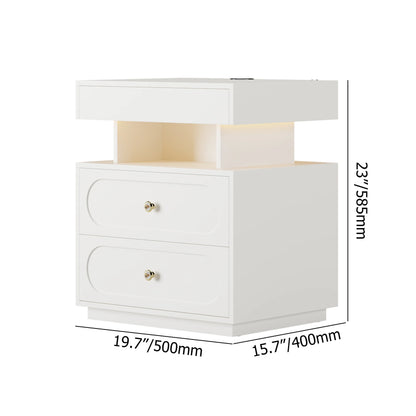 Floating 3-Drawer LED Smart Nightstand with Light