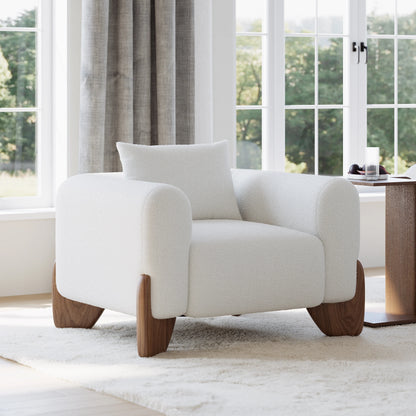 Curva White Boucle Accent Chair