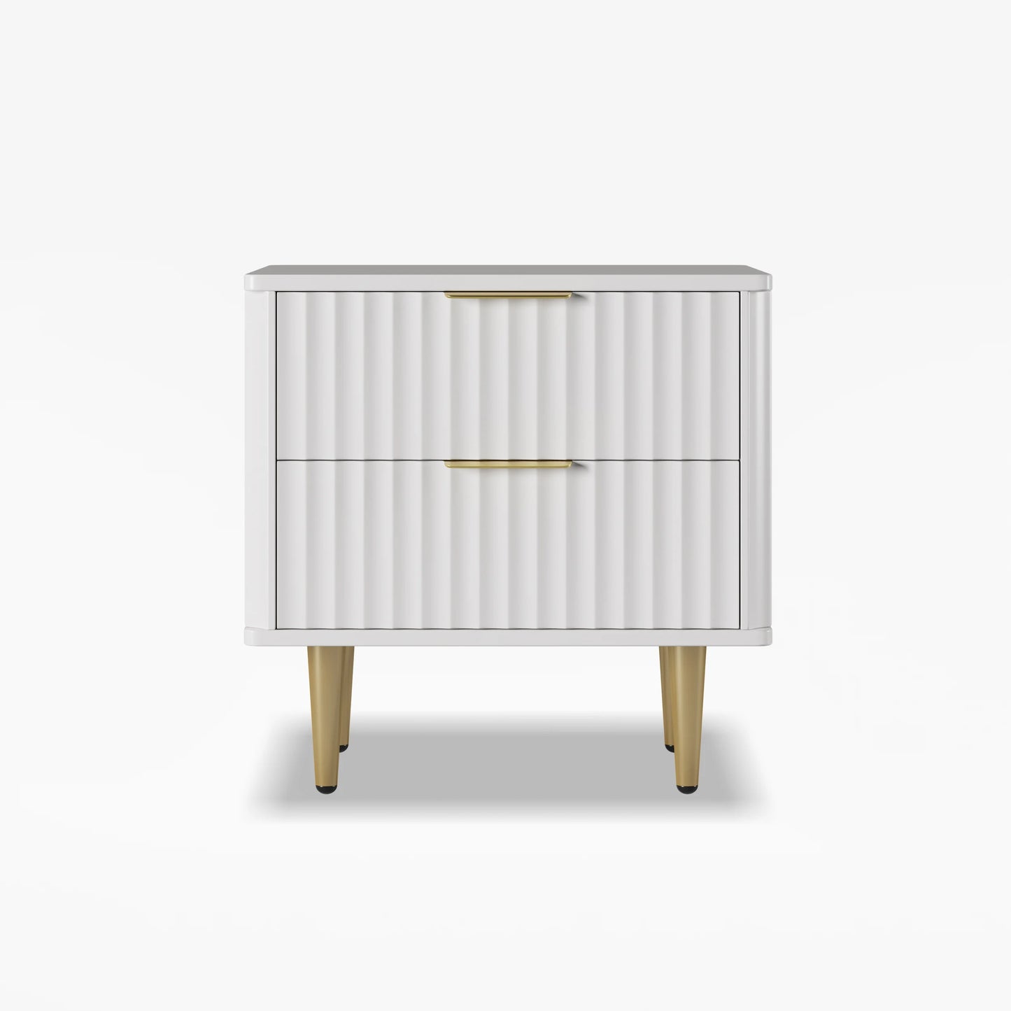 Modern White Nightstand with 2 Drawers Bedside Table with Gold Legs