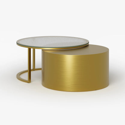 Gold Round Glass Top Nesting Coffee Table