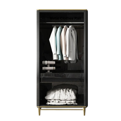 Modern Black Wardrobe Closet with Multi-Storage