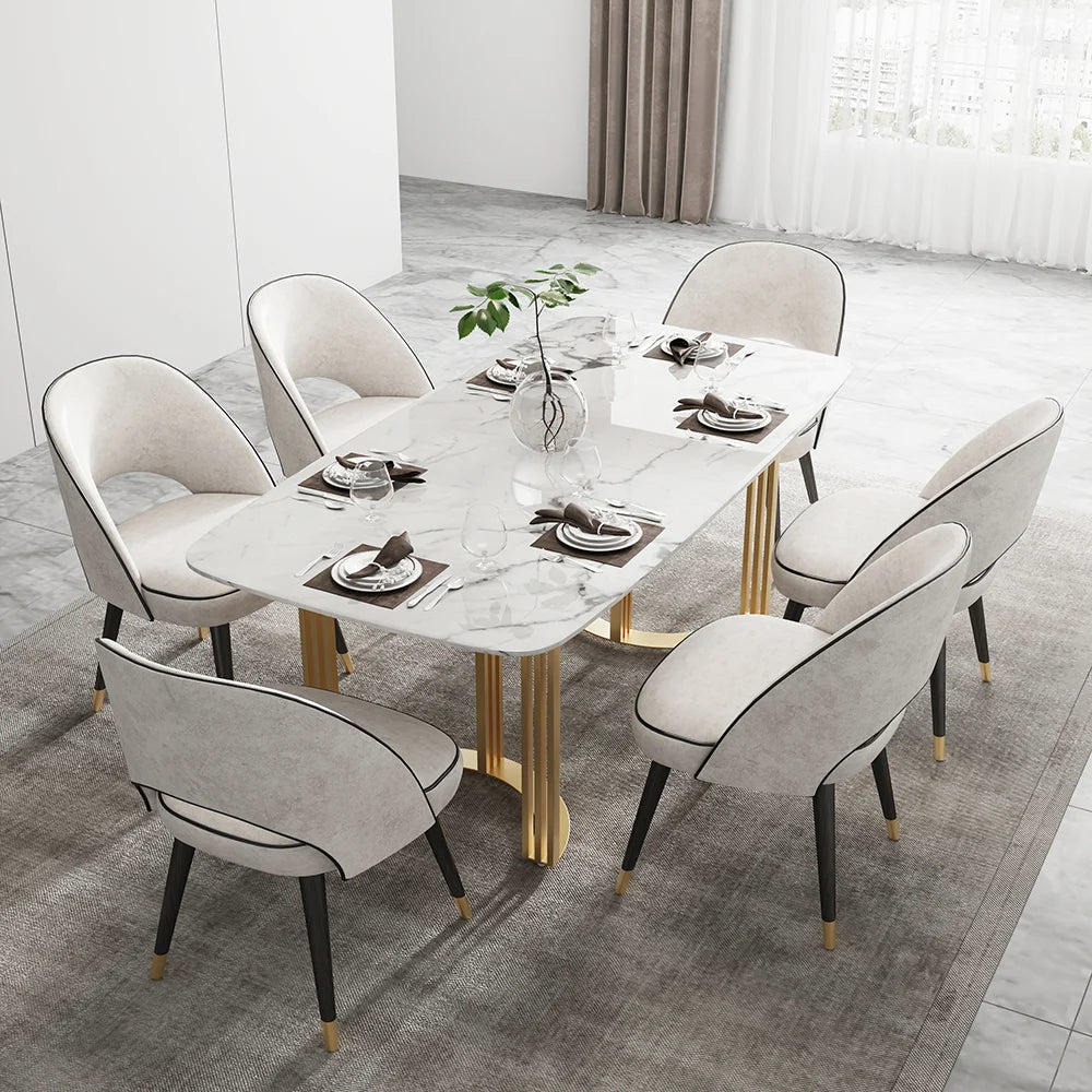 Modern Style Rectangle Faux Marble Dining Table