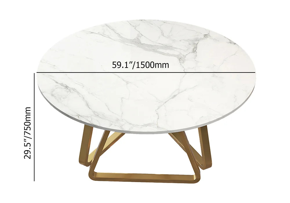 Affordable Luxury Modern Round Sintered Stone Dining Table White Seats 6-8 People