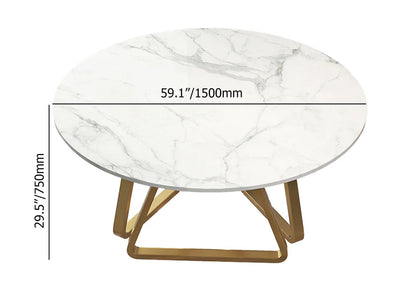 Affordable Luxury Modern Round Sintered Stone Dining Table White Seats 6-8 People