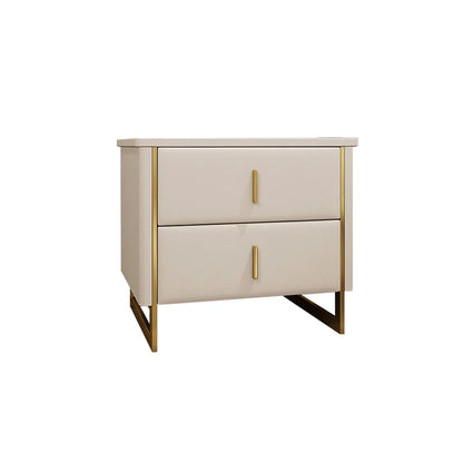 Modern Beige Nightstand 2-Drawer