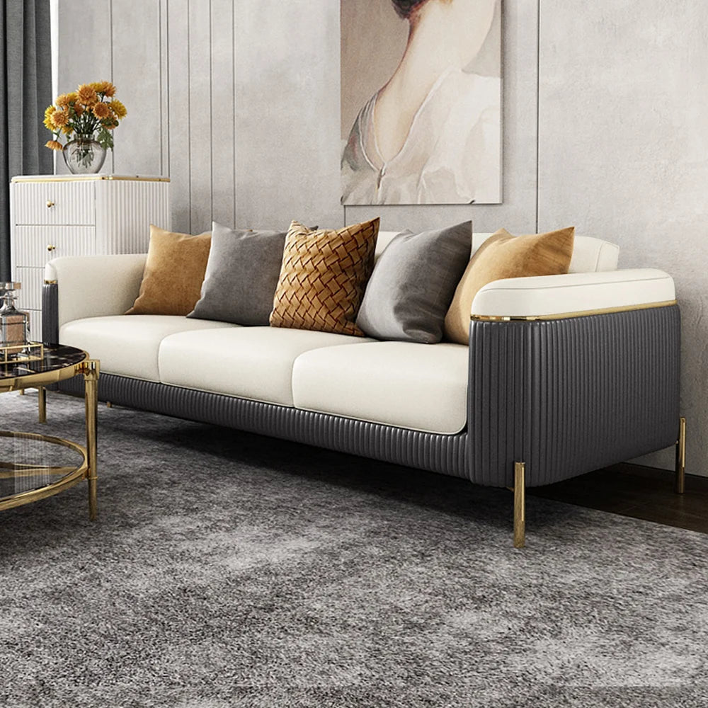 Modern Nappa Leather Upholstered Sofa