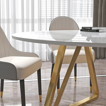 Affordable Luxury Modern Round Sintered Stone Dining Table White Seats 6-8 People