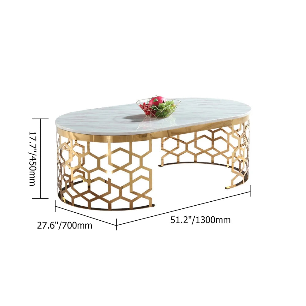 Currs Glam Oval Coffee Table Marble Top