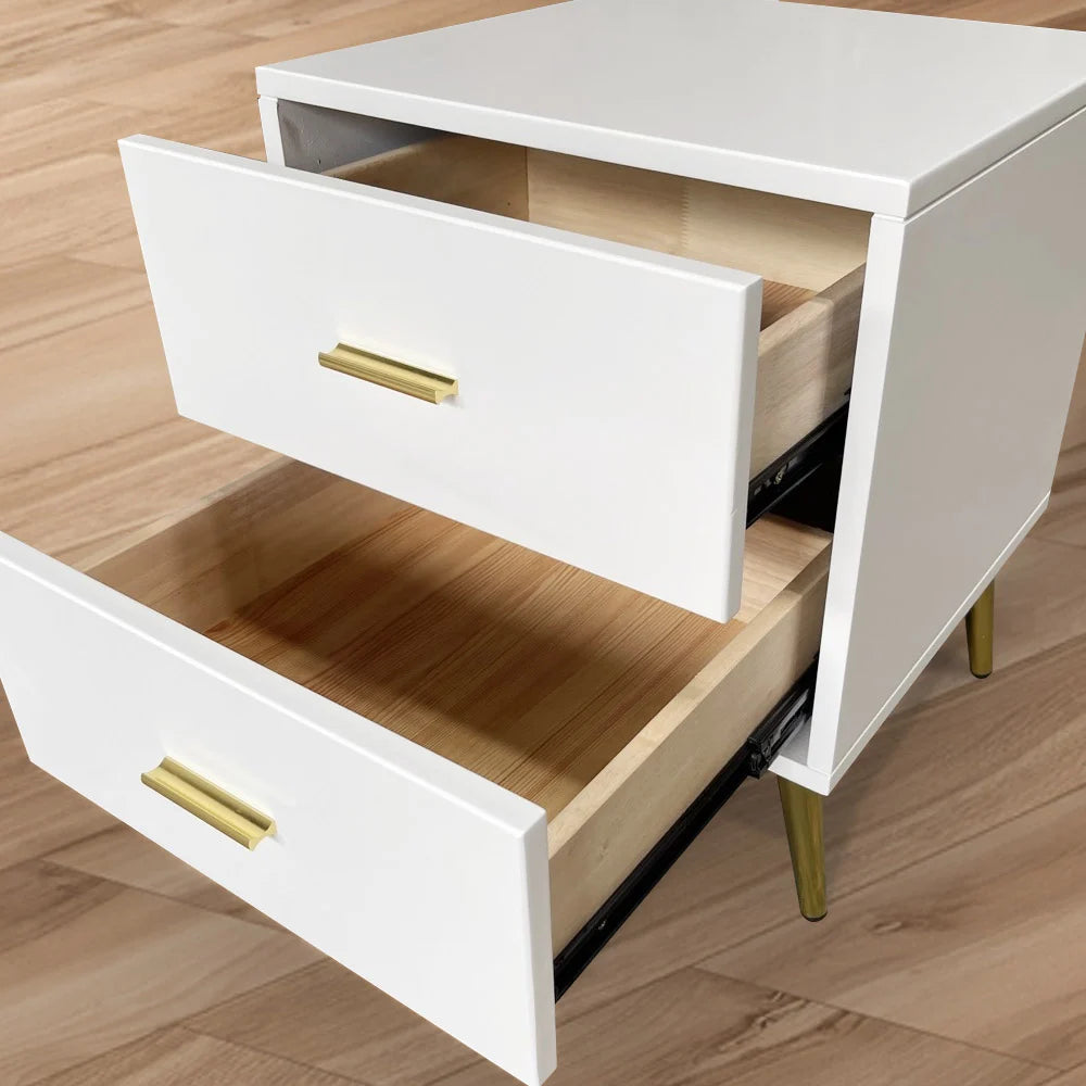 Modern Wood Nightstand with Gold Legs