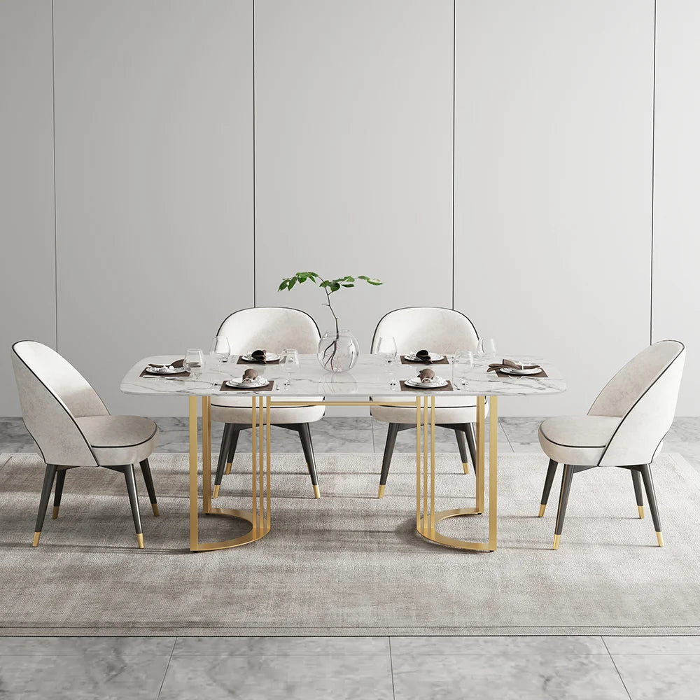 Modern Style Rectangle Faux Marble Dining Table