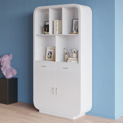 White Bookcase with Doors Modern Etagere Bookcase with Drawers