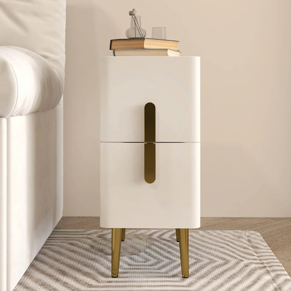 Inarrow Modern Beige Nightstand Bedside Table