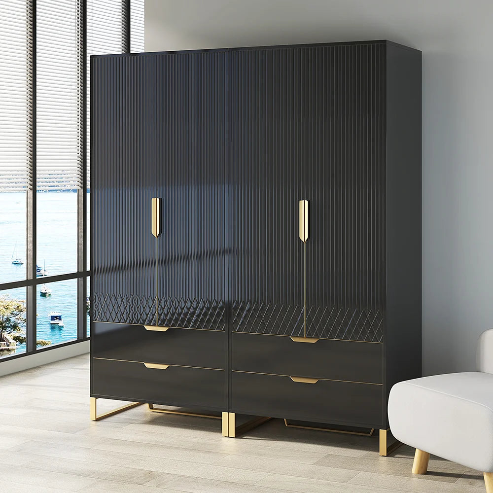 Aro Modern Black Tall Wardrobe