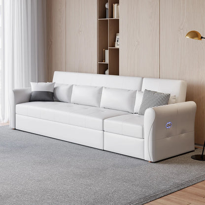 Leath-aire Reclining Sectional Sofa cum Bed