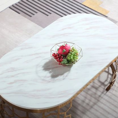 Currs Glam Oval Coffee Table Marble Top